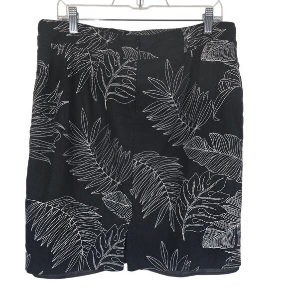 Tommy Bahama Black Palm Leaf Linen Blend Women's Skirt 14 - Picture 2 of 3